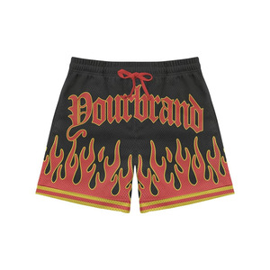 Pantalones Cortos de Malla de Algodón Premium de 120g, Negros y Rojos, Cintura Media, Cierre con Cordón, Estilo Deportivo, Ecológicos, Transpirables, OEM ODM - Product Image 1