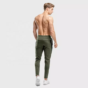 Pantalon de survêtement homme coupe slim taille mi-haute en tissu éponge, couleur personnalisable, en toile, léger, style sport, pour le fitness - Product Image 3