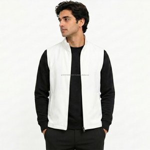 Factory Price <b>Men's</b> <b>White</b> Collarless Zipper <b>Vest</b> Casual Winter Vintage Multi-pockets Outerwear Breathable Polyester/Cotton - Product Image 1