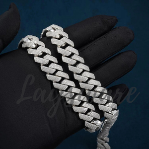 LAYSWARE JEWELS Collar de eslabones cubanos de 14 mm con incrustaciones de moissanita VVS brillante, joyería hip hop para hombre, cadena de plata 925, regalo para fiesta - Product Image 2