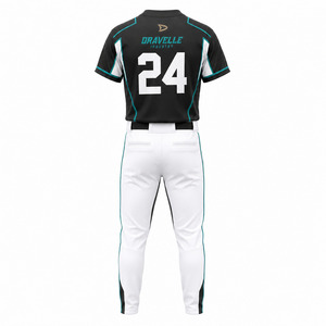 Ensemble d'uniformes de baseball et softball personnalisés OEM Dravelle pour hommes – Maillot et pantalon 100 % polyester tricoté en maille, prêt pour le match, pour équipes sportives - Product Image 3