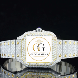 Reloj de diamantes Moissanite blancos con incrustaciones de estilo hip hop, de exportador indio, disponible a un precio asequible. - Product Image 3