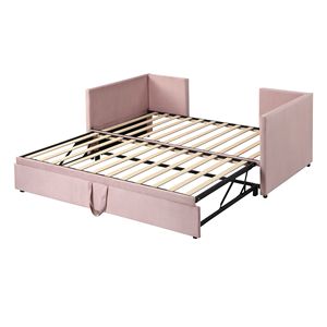 Divano letto estraibile singolo (Twin Size) rosa con design elegante e imbottitura in tessuto - Product Image 3