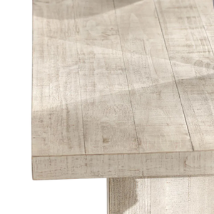 Midcentury Industrial <b>Vintage</b> Solid Mango Wooden Thick Pattern Square Shape Top & 2 Pedestal Base White Finish Home Dining <b>Table</b> - Product Image 4