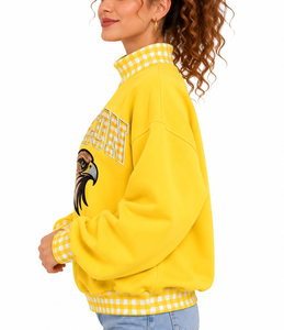 Custom Women’s Cotton Fleece <b>Mock</b> Neck Sweatshirt Oversized Fit Embroidered Front Logo Autumn Winter Streetwear - Product Image 2