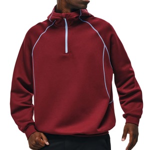 Sweat-shirt unisexe respirant à capuche épais et surdimensionné, avec fermeture éclair 1/4, uni, en promotion - Product Image 1