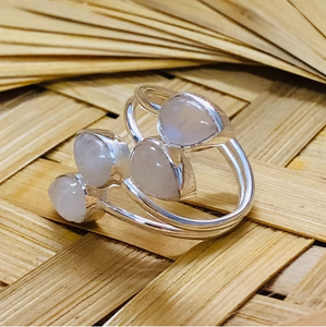 <b>Dainty</b> Multi-Moonstone <b>Ring</b> Solid 925 Silver Gemstone Simple Everyday Bypass Wrap Band Jewelry Everyday & Any Occasion Wear - Product Image 2