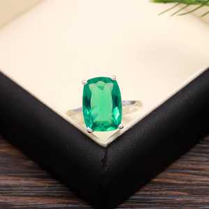 Anillo de Esmeralda Colombiana con Corte Cojín, Plata de Ley 925, Joyería de Esmeralda, Regalo de Navidad para Mujer - Product Image 5