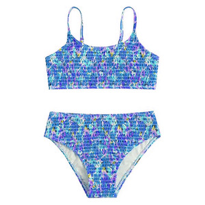 Traje de Baño de Dos Piezas para Mujer, Top de Bikini con Braguitas de Cintura Alta con Estampado Floral Digital, Elástico, de Spandex y Poliéster, para la Playa - Product Image 2