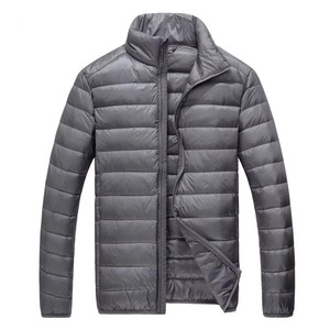 2025 Men's Brown Duck Feather Plain Dyed Casual Puffer <b>Jacket</b> Wholesale Stand Collar Winter Hooded Polyester Wadding Filled XS - Product Image 3
