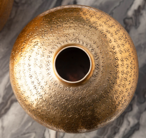 Vase de table rond en fer forgé, design Art Déco, fait main, taille personnalisée, pour la décoration du salon - La vague métallique - Product Image 3