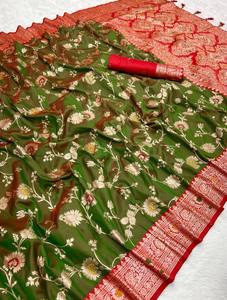 Sari de Seda Banarasi Real con Elegancia Meenakari - Product Image 2