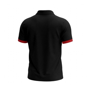 Camiseta Polo Negra Personalizada para Hombre, Camiseta de Golf Informal de Algodón de Manga Corta con Ribete Rojo en Contraste, Fabricante de Ropa Deportiva al por Mayor - Product Image 2