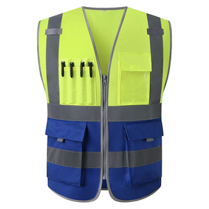 เสื้อกั๊กนิรภัยสะท้อนแสงสองสี โพลีเอสเตอร์ ระบายอากาศได้ดี ป้องกันรอยยับ ป้องกันการหดตัว มีหลายกระเป๋า ไซส์ใหญ่ สำหรับผู้ชาย - Product Image 1