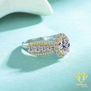 Luxury Oval Cut Moissanite Engagement <b>Ring</b> Two Tone Gold Finish Floral Cluster Bridal Wedding Jewelry <b>Statement</b> <b>Ring</b> For Women - Product Image 2
