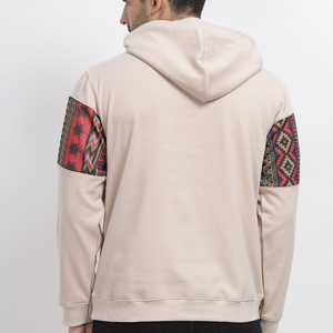 Sweat-shirt à capuche zippé pour homme, coupe classique, beige avec motif tribal, vêtement décontracté pour l'automne - Product Image 3