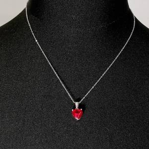 Collier en rubis, pendentif cœur en argent, pierre de naissance de juillet, cadeau d'anniversaire pour femme - Product Image 4