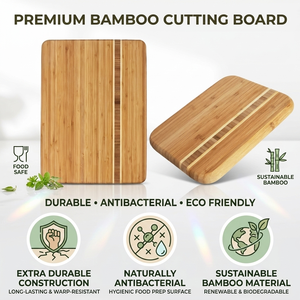 Planche à découper rectangulaire en bambou naturel, écologique, durable, antibactérienne, planche de boucher en bois, personnalisable - Product Image 5