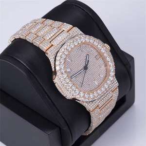 Reloj Mecánico Automático de Lujo Hip Hop ETA VVS Moissanite para Hombre, Caja Plateada, Esfera de Cristal con Diamantes de Imitación, Resistente al Agua 10 Bar - Product Image 5