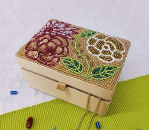 Decorative Beaded and Embroidered <b>Boxes</b> for <b>Keepsakes</b> for Accessories & Ring Box Vanity Decoration for Gift & Lowest Price - Product Image 1