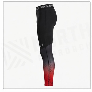 Leggings de compression intégrale pour homme North Approach, dégradé rouge et noir, sans couture, taille haute, vêtements de sport, évacuation de la transpiration, respirant - Product Image 3