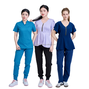 CONCEPTION PERSONNALISÉE deux tons gommage ensemble infirmière sans manches pantalon cargo uniforme médical top qualité hôpital vêtements FMF usine-OEM/ODM - Product Image 1