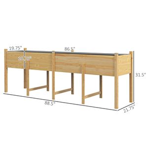 Grande jardinière surélevée 74x18x26 Lit surélevé en bois avec trous d'évacuation et pieds Mobilier d'extérieur - Product Image 3
