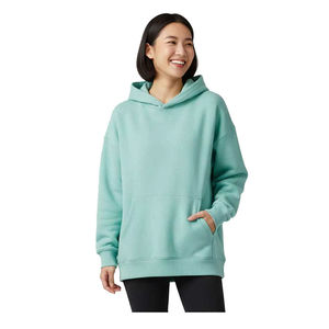 Women Winter Long Oversized Hoodie Warm Velour Plush Feel Relaxed Casual Fit Cozy Street Sweatshirt Front Logo Breathable - Product Image 2