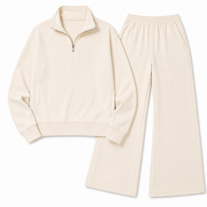 Conjunto de calentamiento para yoga para mujer con pantalones elásticos y top con cremallera de tacto suave para sesiones de estudio, caminar y uso diario. - Product Image 4