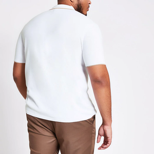 Polo de punto gofrado para hombre, manga corta, con detalles en contraste, corte regular, mezcla de algodón, tops de verano, moda masculina, suave - Product Image 4