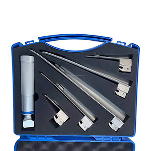 Ensemble de laryngoscope LED en acier inoxydable pour usage vétérinaire avec 5 lames droites de type Miller, batterie amovible - Product Image 6