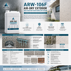 ARW-106F 20L Revêtement hydrofuge extérieur en fluorosilicone pour murs, séchage rapide en 6 heures, matériaux architecturaux publics - Product Image 6