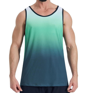 Private Label Men's Fitness Tank Tops Gradient Print Performance <b>Singlet</b> Moisture Wicking <b>Running</b> Vest Wholesale Price Tank Tops - Product Image 5