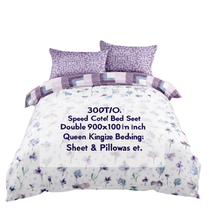 300TC Speed Cotton Bed Sheet Set Double 90x100 Inch Floral/Dot Pattern for Hotel Hospital or Twin <b>Queen</b> King <b>Size</b> <b>Bedding</b> - Product Image 2