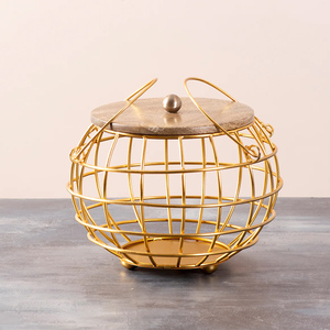 Trusted Dealer Widely Selling Handmade Modern Design Iron Mango Wood Tableware Fruit <b>Basket</b> for Home Decoration at Best Price - Product Image 1