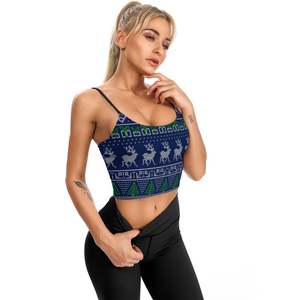 Women's <b>Christmas</b> Reindeer Print Knitted <b>Tank</b> <b>Top</b> Scoop Neck Breathable Casual Wear Spandex Polyester - Product Image 1