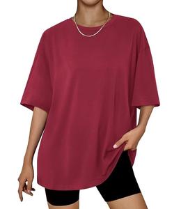 Camiseta de Mujer 100% Algodón Sólido, Manga Corta, Cuello con Hombros Caídos, Estilo Holgado, Casual, Transpirable, de Bangladesh, Superventas - Product Image 1