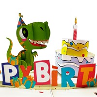 Carte d'anniversaire 3D pop-up en gros, promotion, cadeau, dinosaures, artisanat en papier, fait main, fabriqué au Vietnam, impression offset, logo personnalisé, animaux