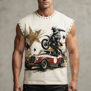 Camiseta sin mangas personalizada con pedrería, 100% algodón jersey, tela suave, estilo vintage, estampado gráfico, para unisex. - Product Image 5