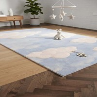 Tapis pour enfants à motif nuage doux, tufté à la main, bleu ciel, en peluche, tapis de sol confortable pour chambre d'enfant et salle de jeux
