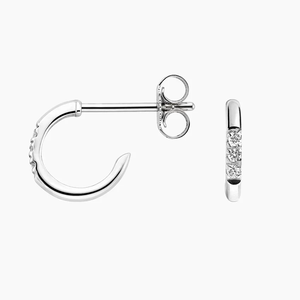 Pendientes Huggie de Oro Blanco con Diamantes, Corte Brillante Redondo, Color G, Cultivados en Laboratorio, Minimalistas, para Uso Diario de Mujer - Product Image 6