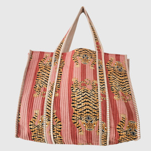 Sac fourre-tout en velours côtelé avec motif brodé tigre, design ouvert, idéal pour le shopping toutes saisons, style tendance - Product Image 5