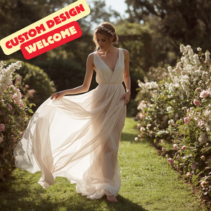 Robe longue en mousseline de soie à taille empire, élégante, pour femmes, avec personnalisation OEM ODM - Product Image 4