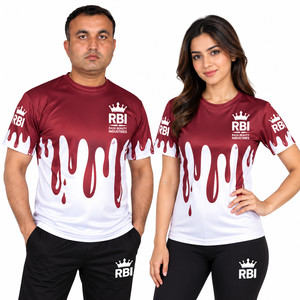 T-shirt col rond pour homme, 220 grammes, coupe ample, sportif, en jersey non tissé, teint en fil, imprimé numériquement, vierge, 100 % polyester, écologique - Product Image 2
