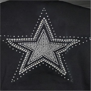 Plus Size Men's <b>Black</b> T-<b>Shirt</b> With Rhinestone Star Print Short Sleeve O-Neck Casual Knitted Geometric Pattern Front Design - Product Image 6