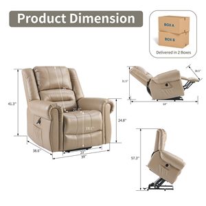 Poltrona Reclinabile Elettrica con Singolo Motore, Massaggio, Pelle Sintetica Traspirante, Porte USB Tipo-C Laterali, Comoda Poltrona Massaggiante - Product Image 2