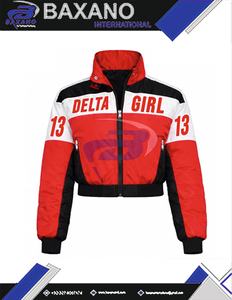 Delta | Sigma | Theta Sorority Women Embroidered <b>Crop</b> Racing <b>Jacket</b> Greek apparel Vintage Green & Yellow Varsity Bomber <b>Jacket</b> - Product Image 4