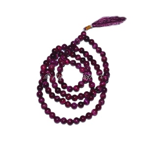 Mala de jaspe amarillo tallado |   Jap Mala Curativo para la Oración, Artesanía de Piedra de Cristal de Gujarat - Product Image 4