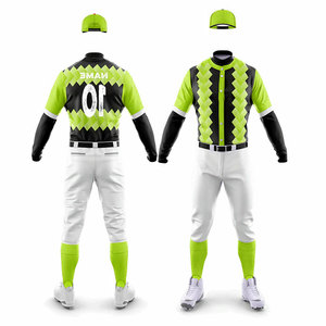 Athletic Low MOQ Sublimation Uniform Kits Lightweight 100% <b>Polyester</b> Mesh Material Breathable Baseball Uniform Sportswear Kits - Product Image 1