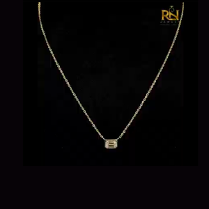 <b>Emerald</b> Bezel Solitaire Necklace Lab Grown Diamond Step Cut Chain Solid Gold Fine <b>Pendants</b> & Charms 9K 14K 18K Fine Jewelry - Product Image 1